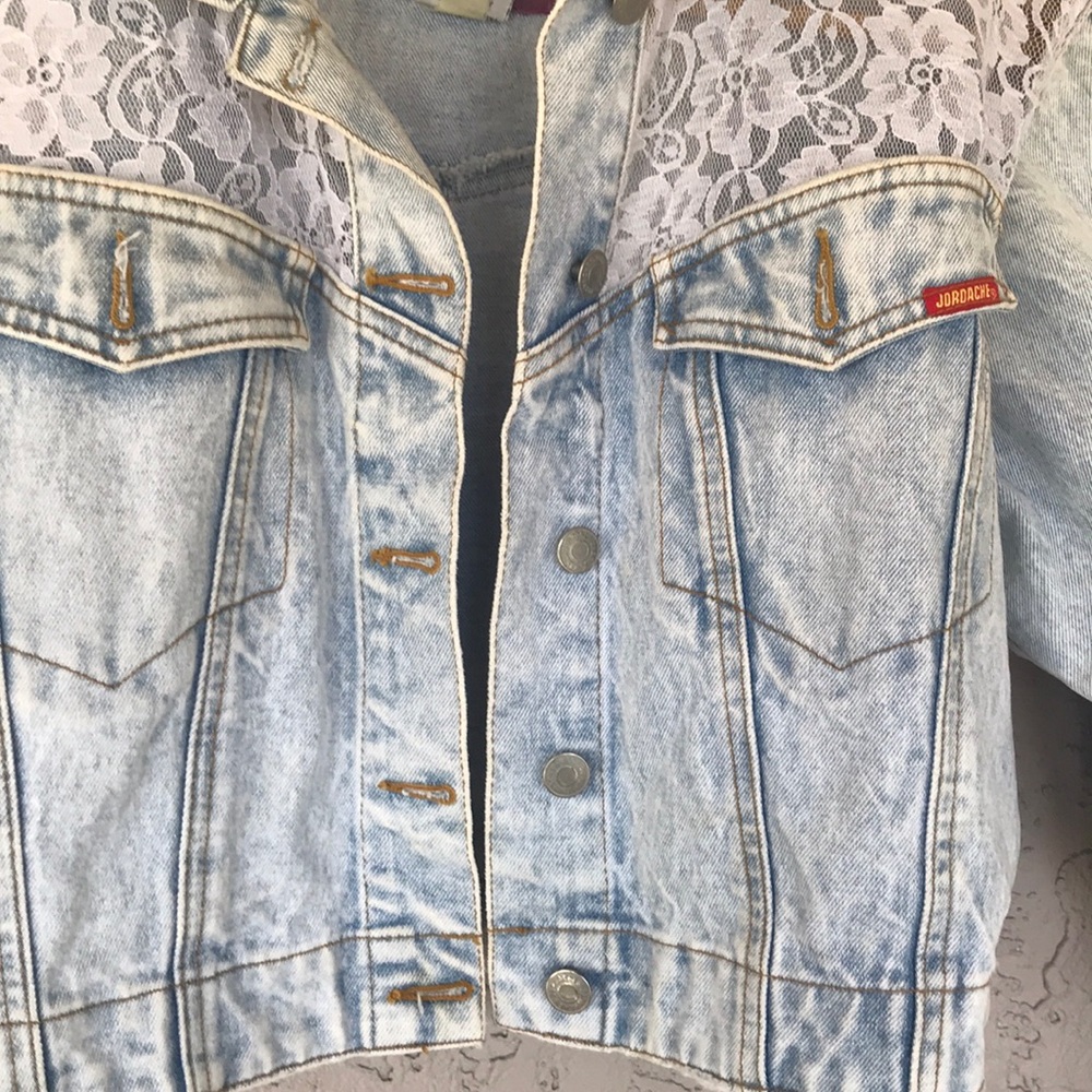 Denim jacket with lace